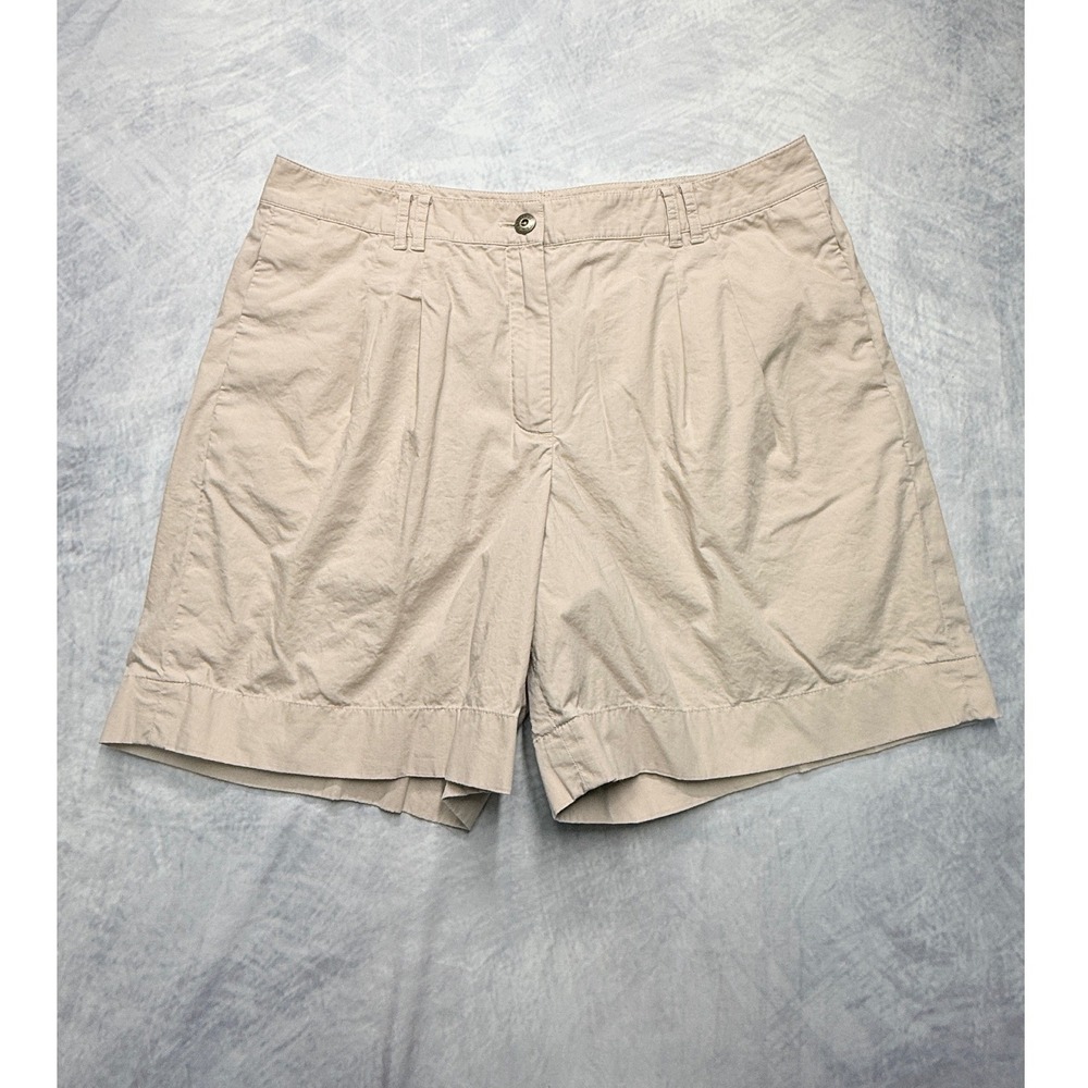 Brooks Brothers 346 Womens‎ Pleated Chino Shorts Tan Stretch Cotton Sz 12 preppy